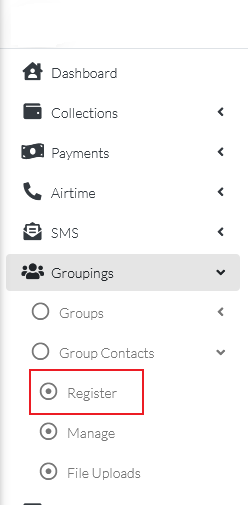 Groups Contacts Register